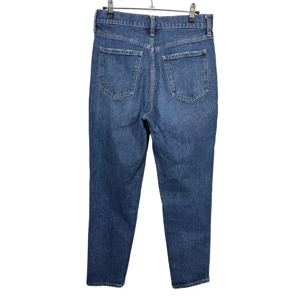GAP Mom Jeans Womens 26/2R High Rise Tapered Stretch Dark Indigo Blue